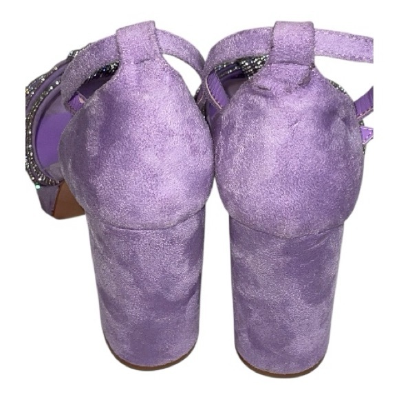 Vivianly Women's Rhinestone Platform Chunky Heels Sz 8 - Picture 4 of 10